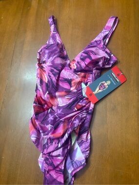 Kirklands Pink & Purple Floral One-Piece Swimsuit